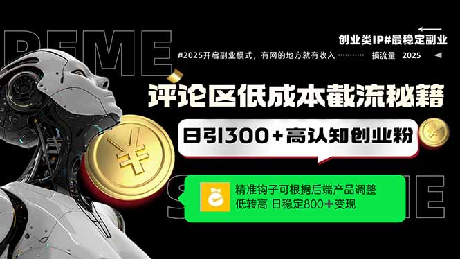 评论区低成本引流秘籍，精准钩子直击用户，单账号日增300+创业粉，日稳…-迦哆网创社