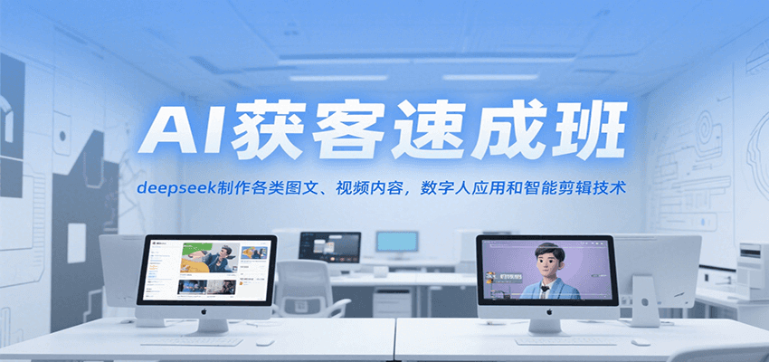 AI获客速成班，deepseek制作各类图文、视频内容，数字人应用和智能剪辑技术-迦哆网创社