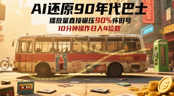 AI还原90年代巴士，一帧就让70后泪崩，播放量直接碾压90%怀旧号，每天操作十分钟，日入四位数-迦哆网创社