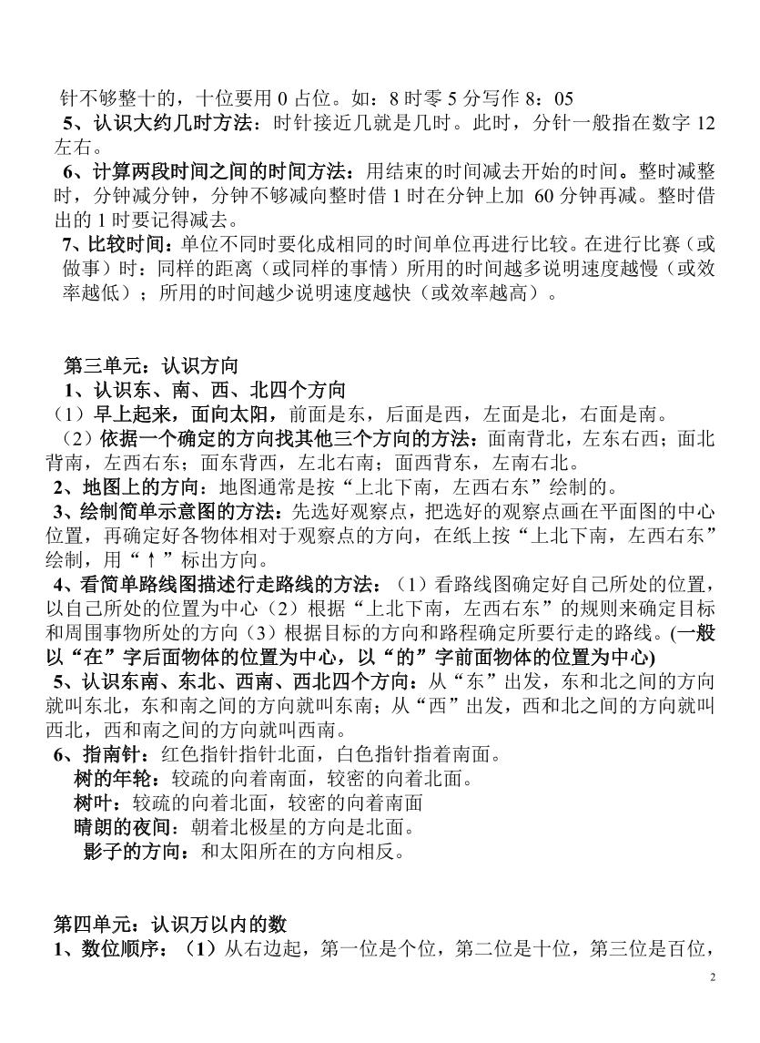 二下苏教版数学知识要点-迦哆网创社