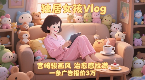 单个账号涨粉71W！用AI制作独居女孩Vlog，宫崎骏画风，治愈感拉满，一条广告报价3W-迦哆网创社