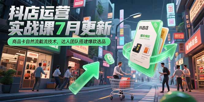 抖店运营实战课7月更新，商品卡自然流截流技术，达人团队搭建爆款选品-迦哆网创社